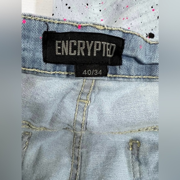 Encrypted Men's Paint Splatter Y2K streetwear denim Jeans 40x34 - Picture 8 of 11